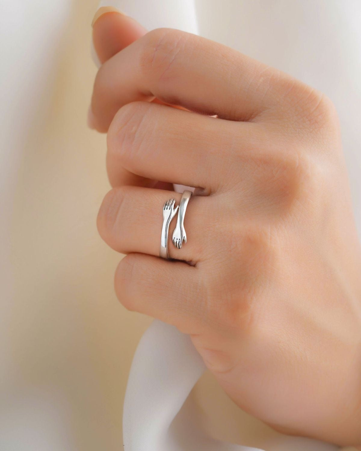 925 Sterling Real Silver Hug ring