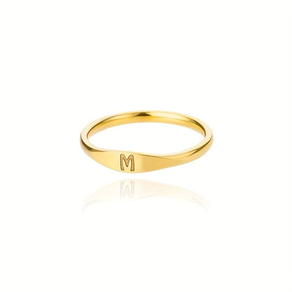 925 Silver Initial ring with gold plating