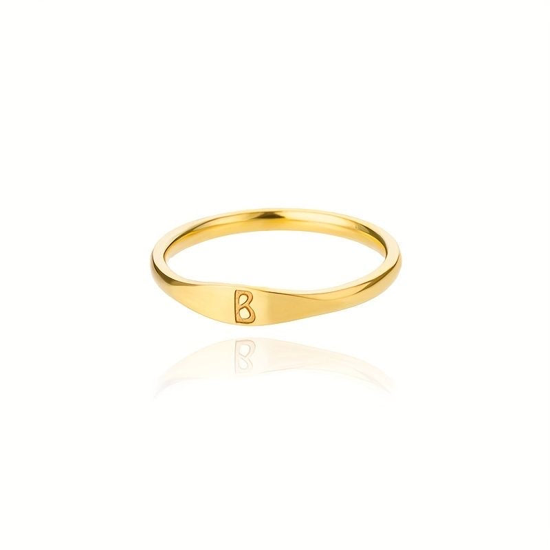 925 Silver Initial ring with gold plating