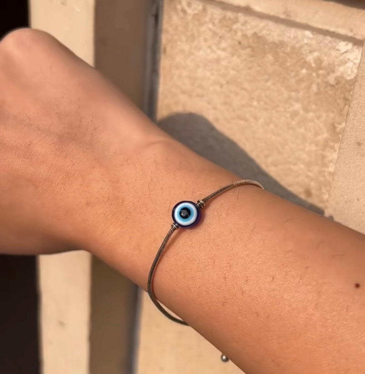 Unisex Flat 925 Silver evil eye Bracelet