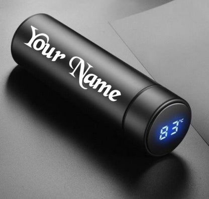 Black Personalised LED Temperature bottle