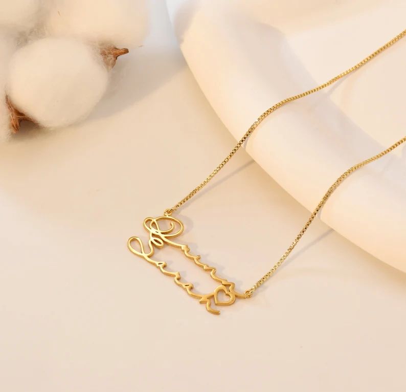 18k gold plated Couple Double name Necklace